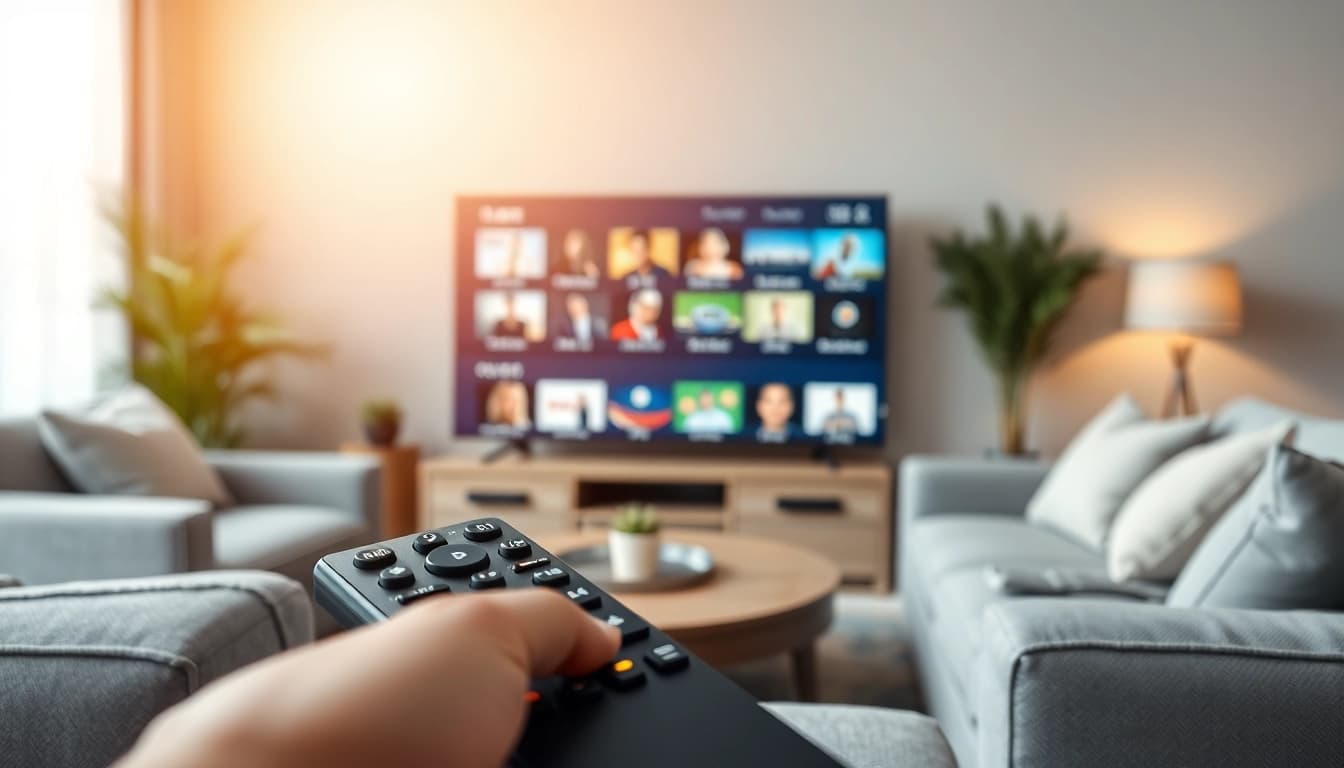 Stream live channels smoothly with iron IPTV in a modern living room setup.