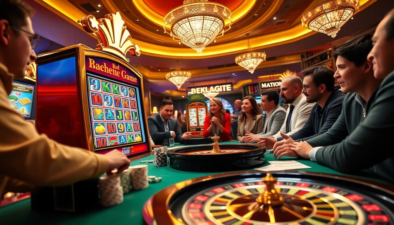 Players winning at slot pragmatic machines in a vibrant casino environment.