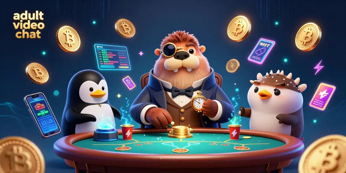 Engage in adult video chat with a lively walrus and friends in an underwater poker scene.