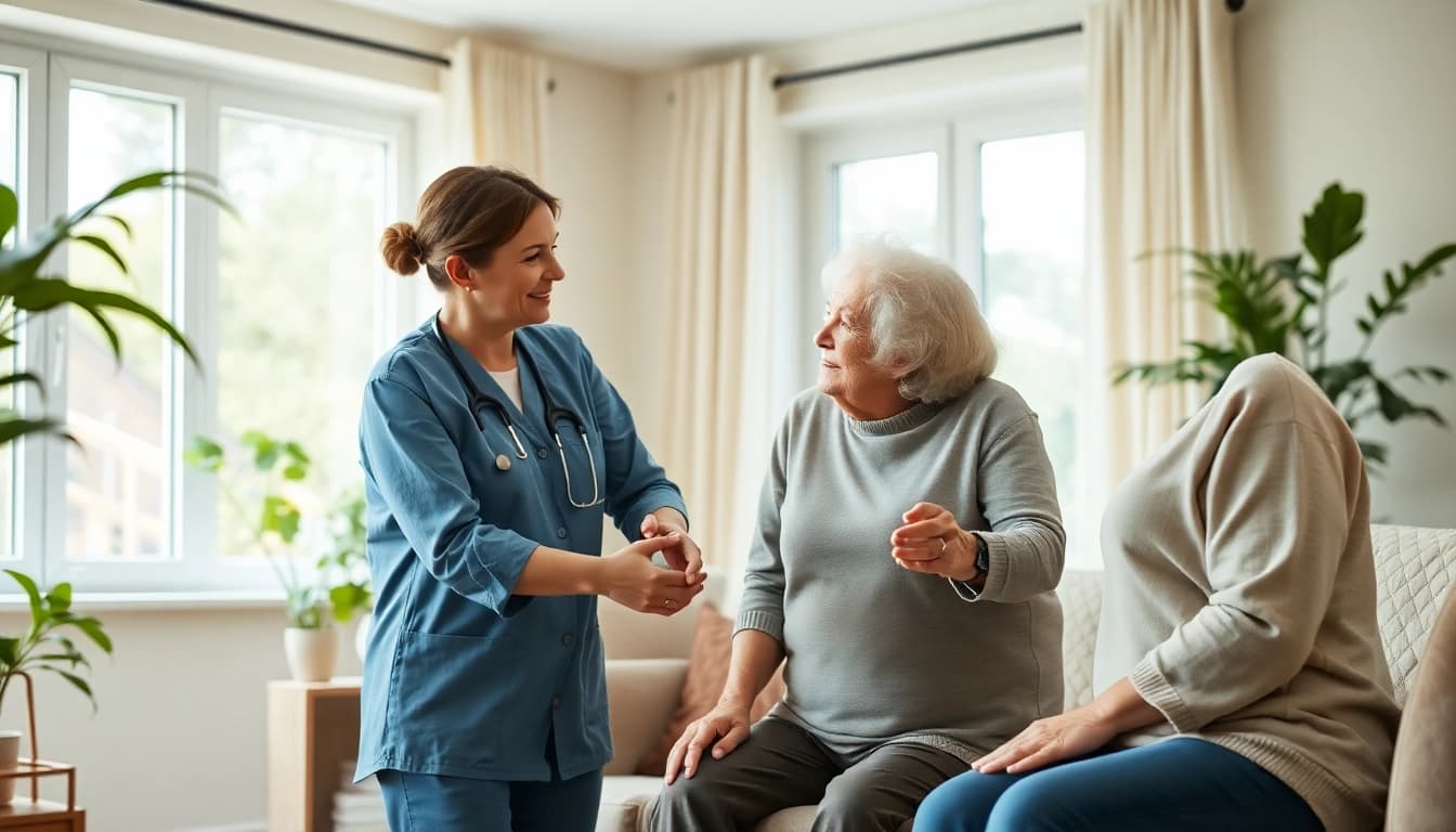 Senior caregivers austin tx supporting an elderly person in a friendly home setting.