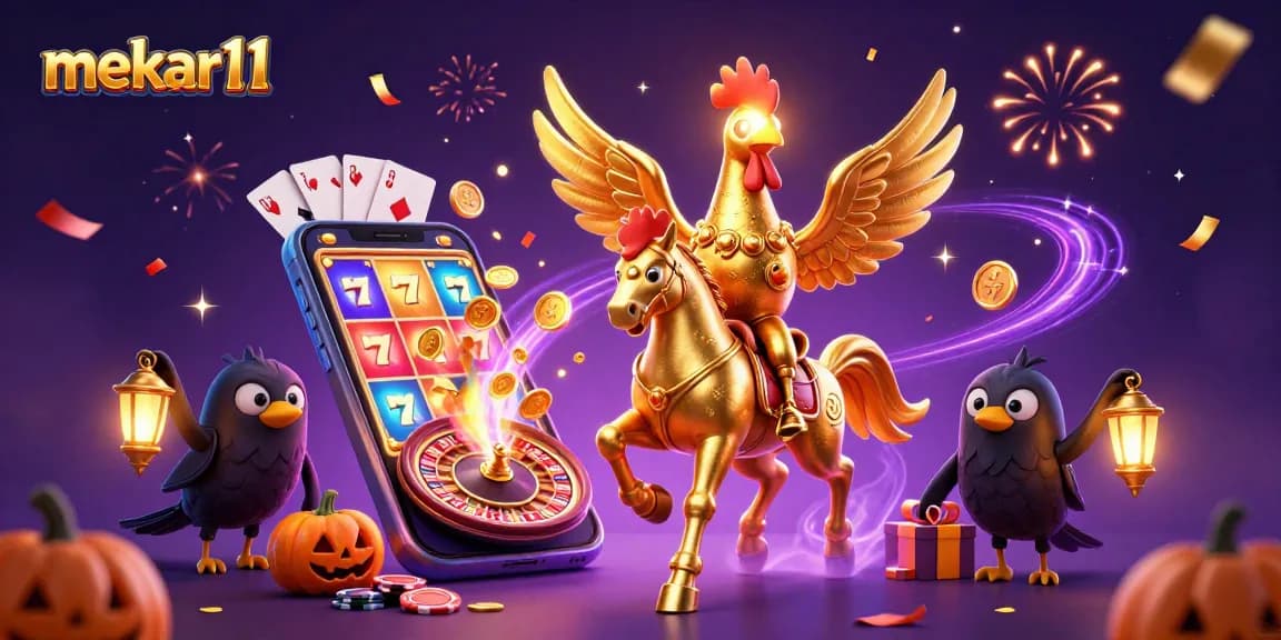 Engage in thrilling action with mekar11 as a golden rooster explores a midnight casino.