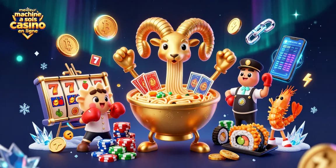 Découvrez les meilleures machines à sous casino en ligne dans une illustration dynamique.