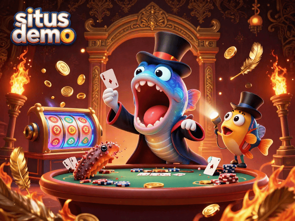 Engage in the situs demo casino world with an exciting scene featuring a bioluminescent gulper eel magician.