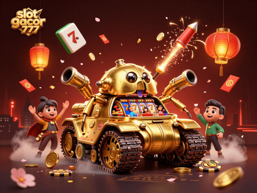 Win big at slot gacor 777 with this vibrant 3D illustration of a casino adventure.