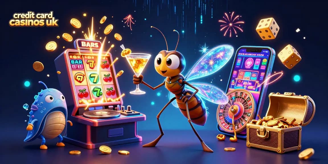 Engaging illustration showcasing credit card casinos uk with vibrant casino elements and characters.