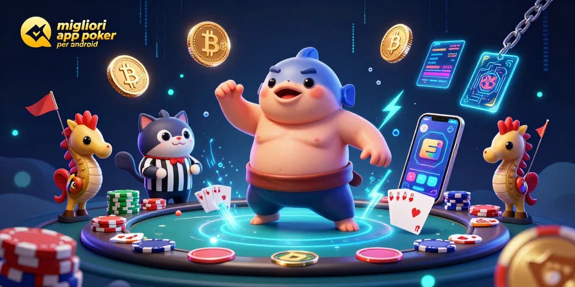 Gioca alle migliori app poker per android con il pesce palla e i fan marini in un'illustrazione 3D colorata.