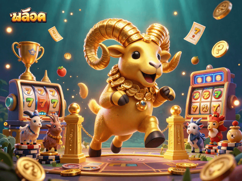 Engage with สล็อต through exciting casino themes as a golden ram charges towards jackpot reels.