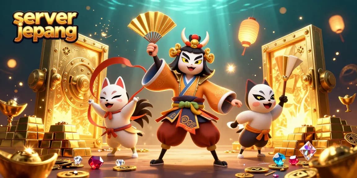 Experience the thrill of server jepang slots with golden treasures and vibrant characters.