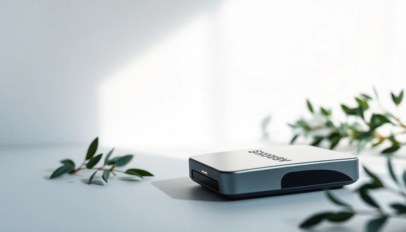 Fotografia di Prodotti che mette in risalto gadget elettronici di alta gamma su uno sfondo minimalista.