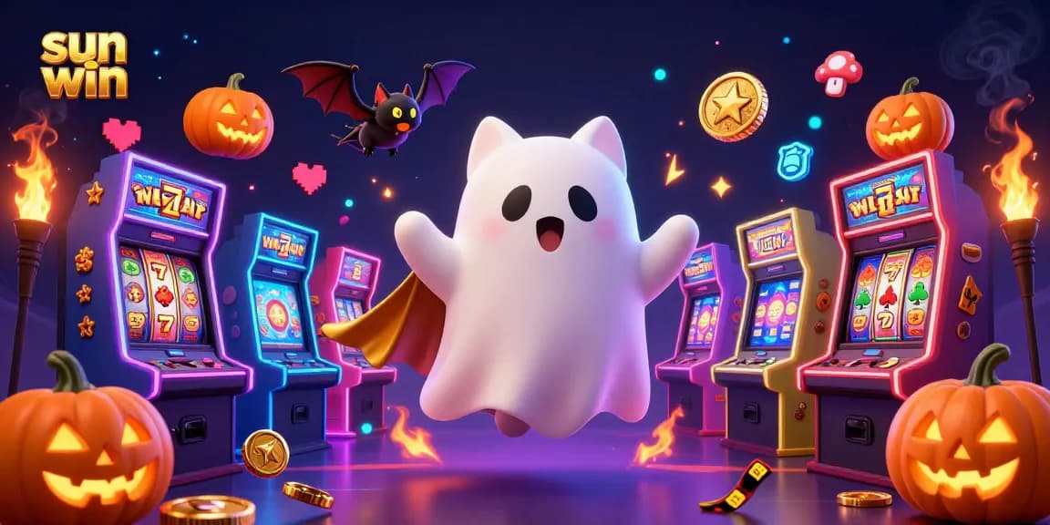 Engage in exciting adventures and winnings with the vibrant ghost cat at the Sun Win casino.
