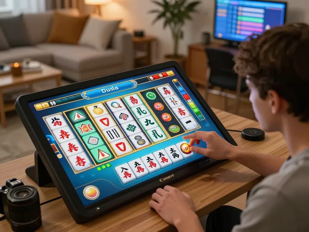 Engaging in a Mahjong slot game, watching colorful symbols align for potential wins