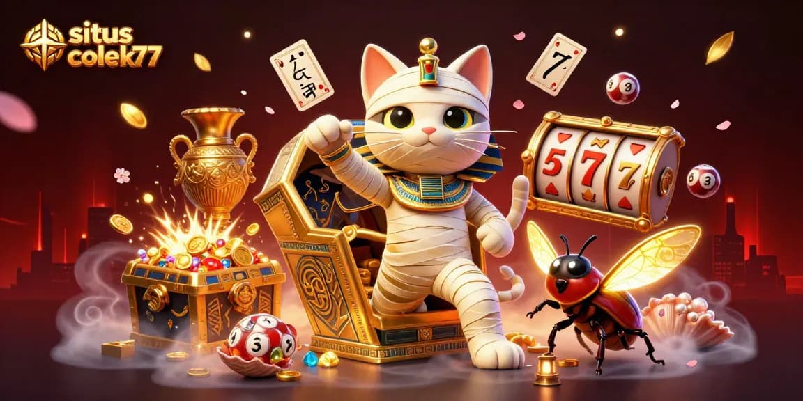 Experience the excitement of situs colek77 with a vibrant casino scene featuring unique gaming elements and characters.