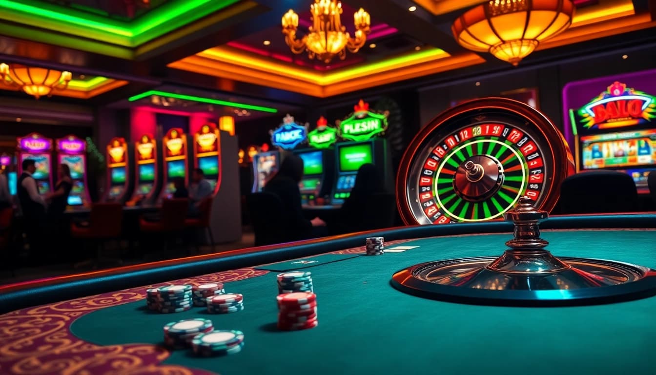 Players enjoying classic casino games at https://giaimanhacai.news/ with vibrant ambiance and excitement.