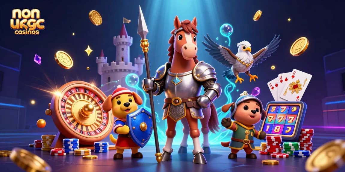 Experience thrilling wins at non UKGC casinos with this vibrant 3D gaming scene.
