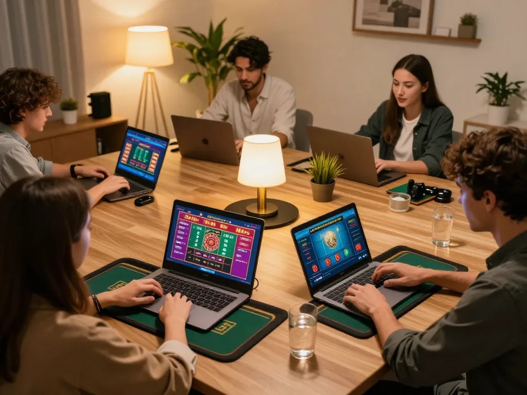Players enjoying live dealer games on 8kbetbh from cozy home setups