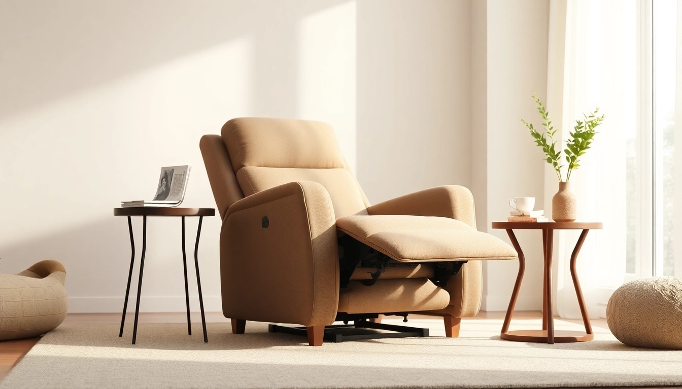 Relax on a comfortable lay flat recliner chair in a beautifully arranged living space.