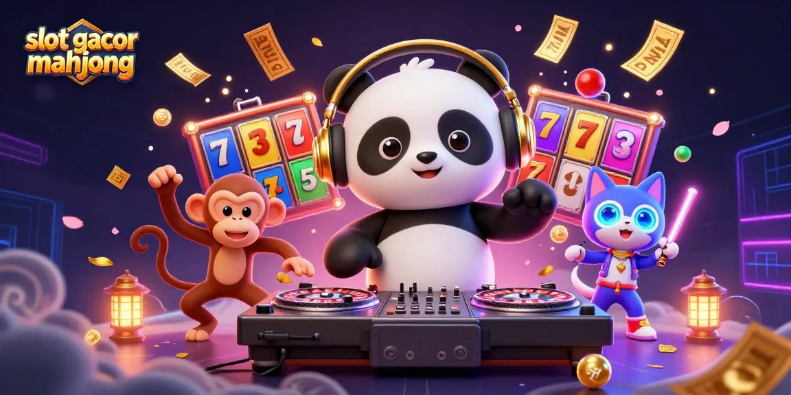 Experience the thrill of slot gacor mahjong with vibrant characters and casino elements in a dynamic 3D scene.