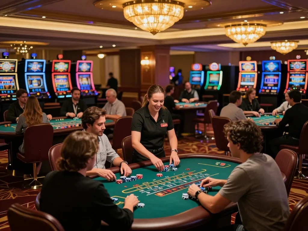 Players engage in a thrilling blackjack game at MM 88 casino, showcasing vibrant atmosphere and strategic moments.