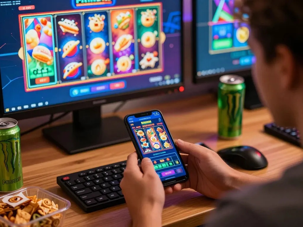 Experience the excitement of online slots on Paris888, showcasing dynamic gameplay in a cozy setting.