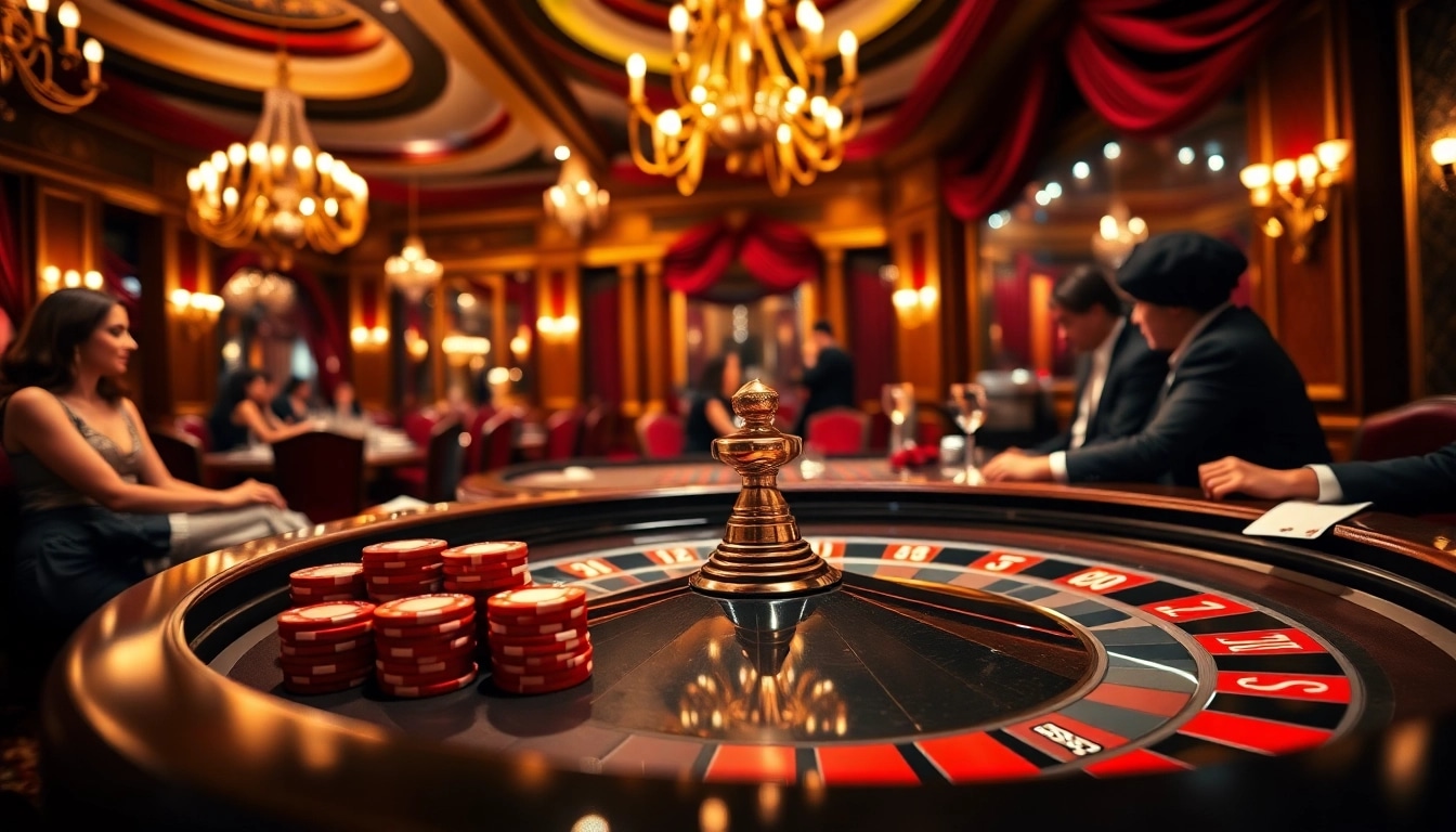 Permainan kasino bbni4d dengan meja roulette mewah dan suasana elegan