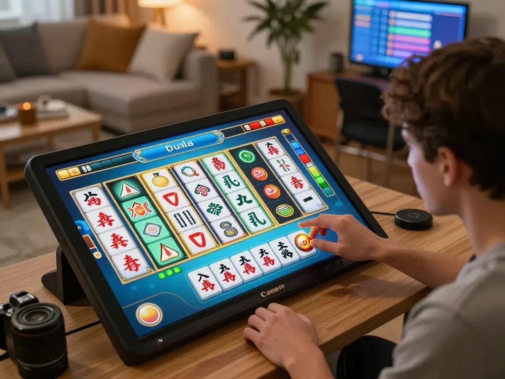 Engaging in a Mahjong slot game, watching colorful symbols align for potential wins