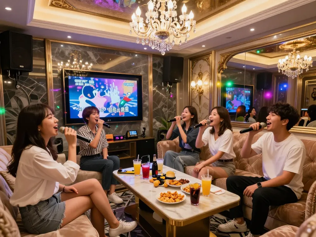 강남달토에서 노래를 즐기고 있는 친구들, 생동감 넘치는 장식과 활기찬 분위기를 가진 프리미엄 장소입니다.