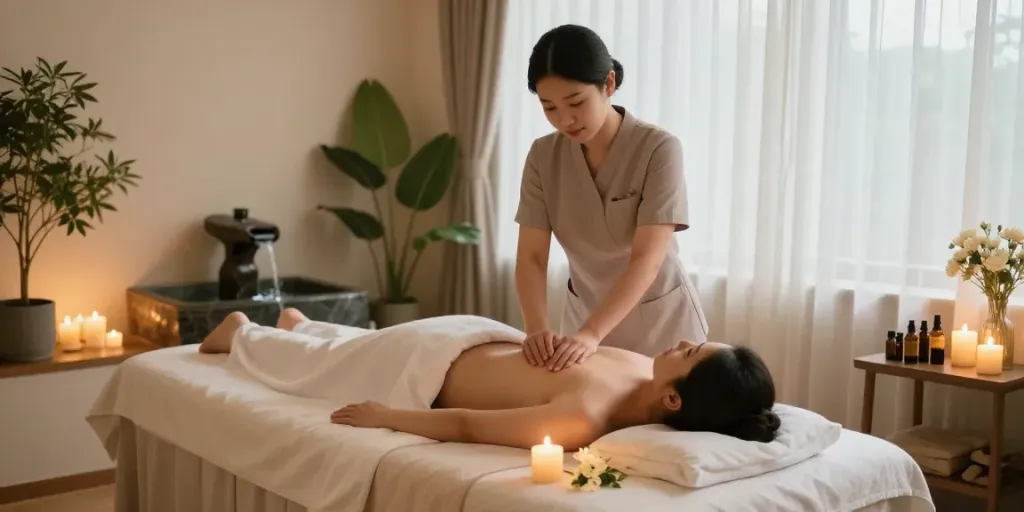 Relaxation during 대치동출장마사지 with soothing environment and professional massage therapist.
