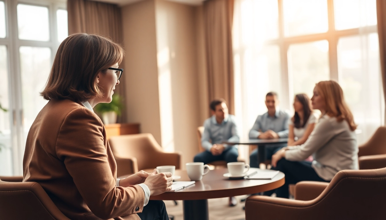 Mediation session in a conference room showcasing participant engagement and collaboration.