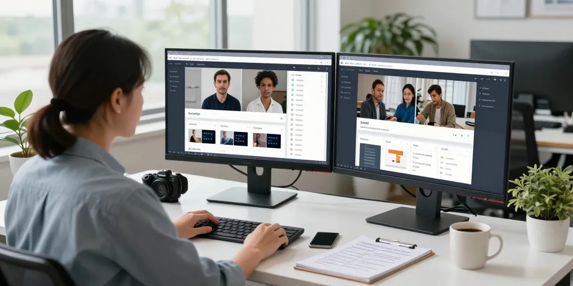 Data analyst utilizing an ai detector in a bright office for content moderation.