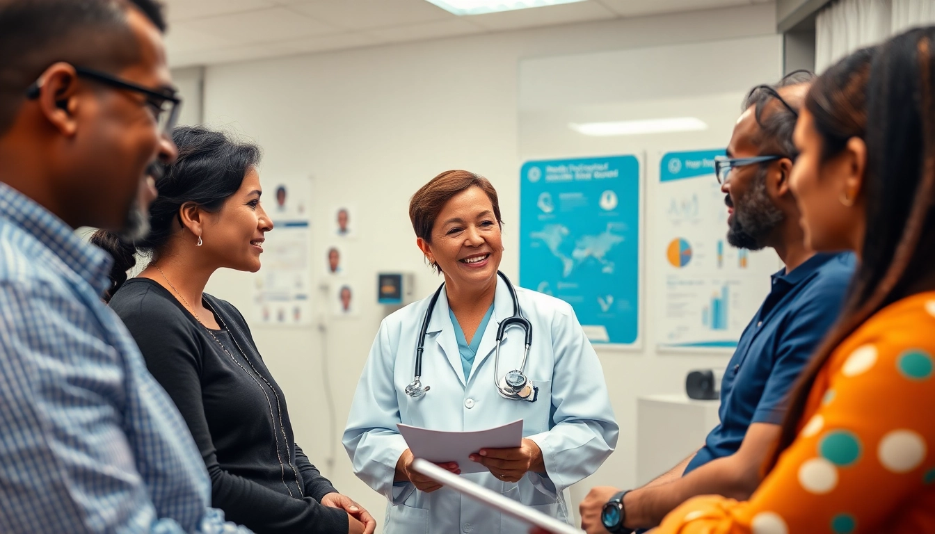 Discussing health concepts with a healthcare professional in a modern clinic.