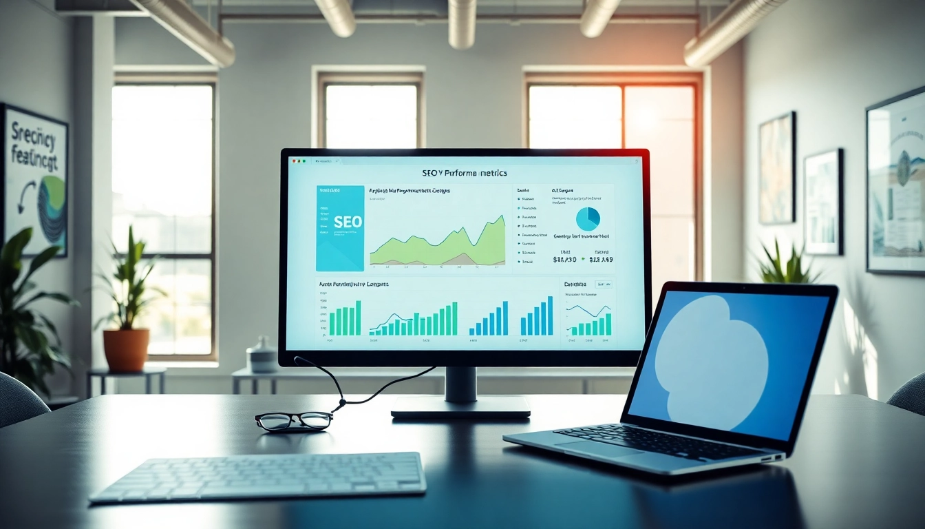 Visualizing SEO performance metrics with analytical charts in a professional workspace.