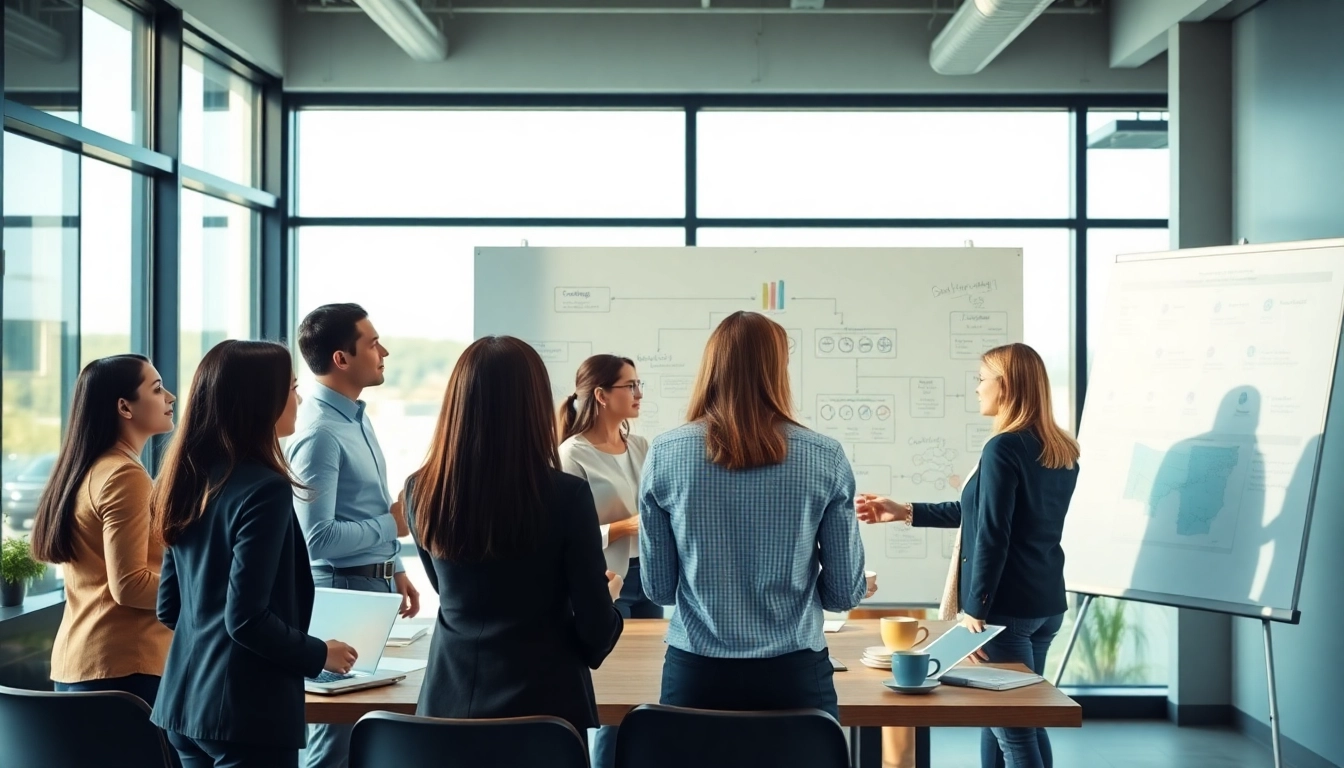 Engage with effective change management consulting strategies during a professional business meeting.