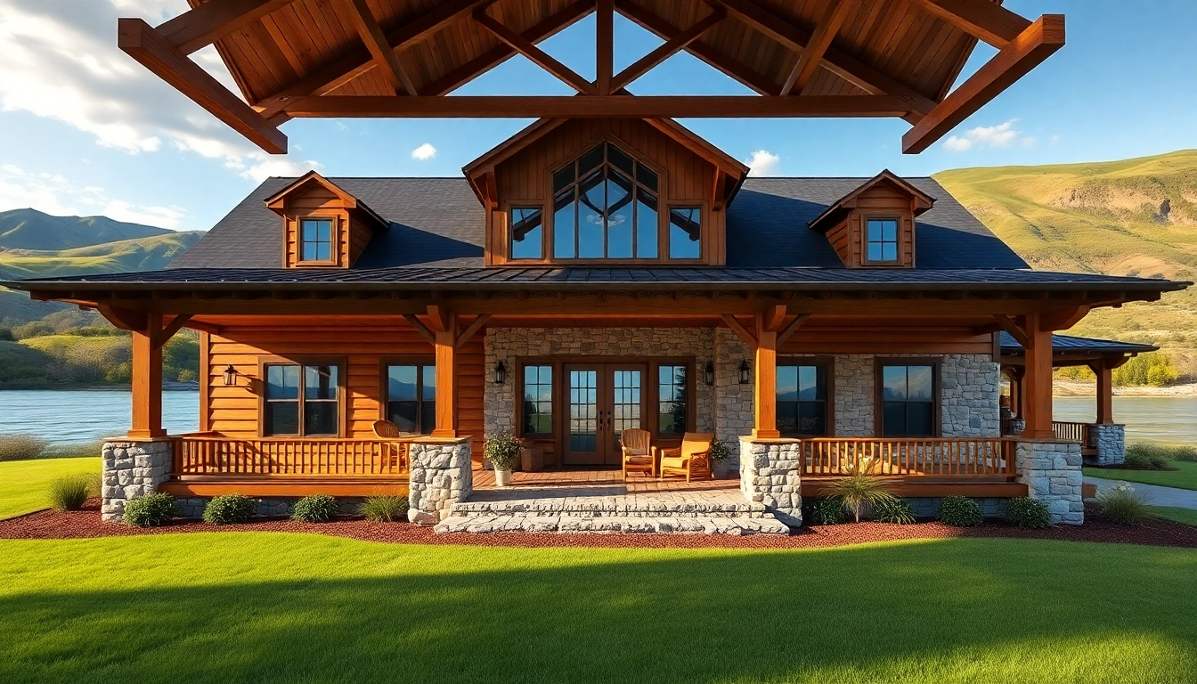 A charming Winding River Farmhouse New Build with a rustic design and scenic river view.
