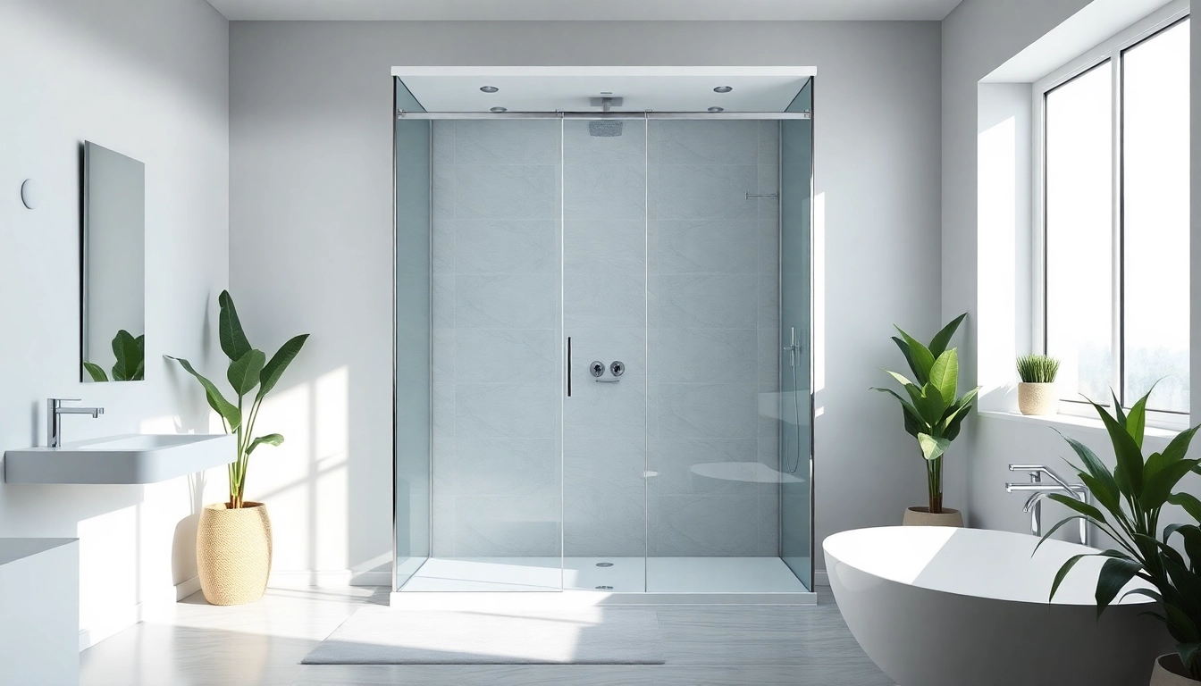 Admire a stylish cabine de douche italienne with modern fixtures and natural light in a serene bathroom.