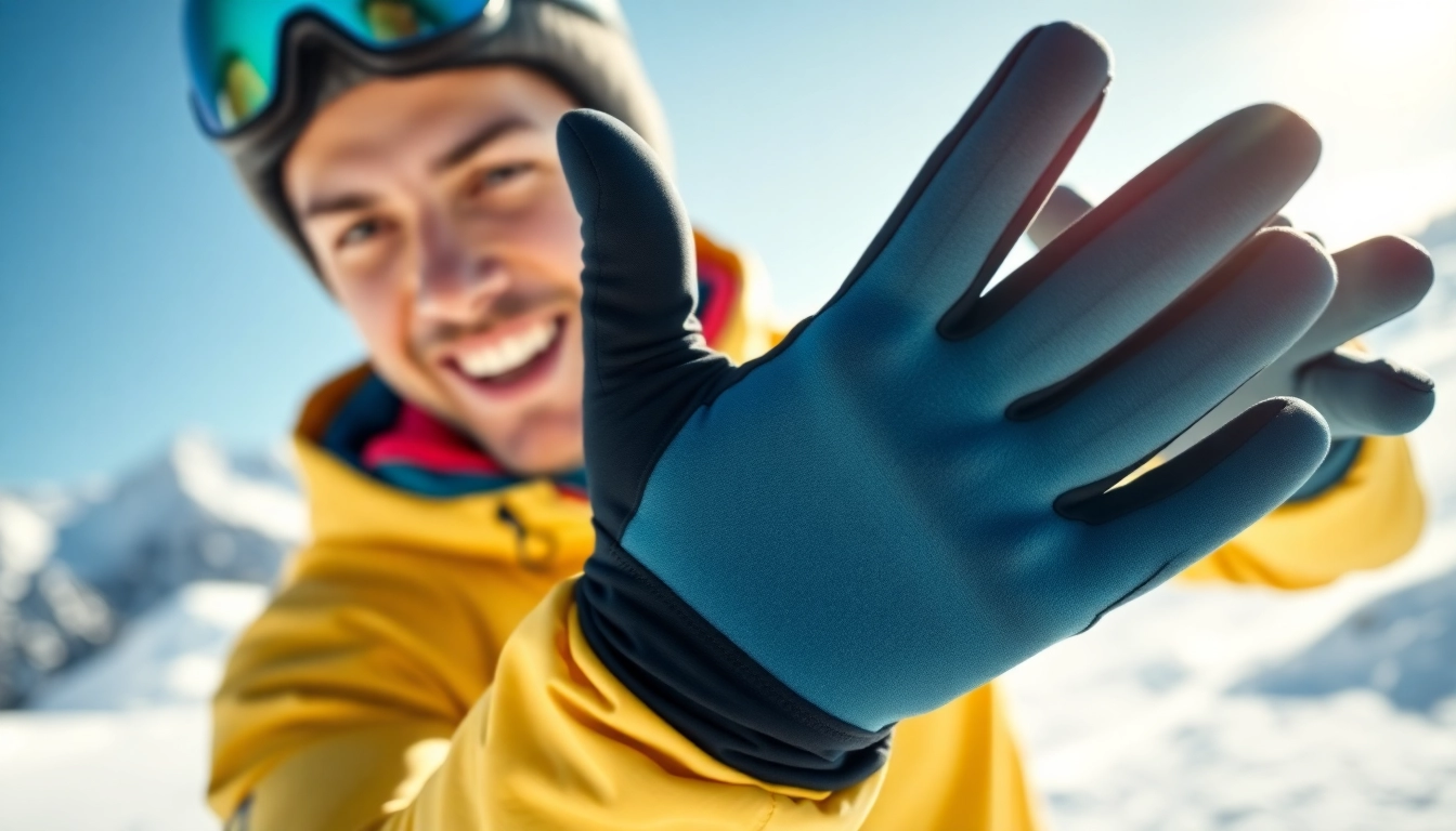 Hands in moisture-wicking gloves grip skiing poles, showcasing comfort and performance in winter sports.