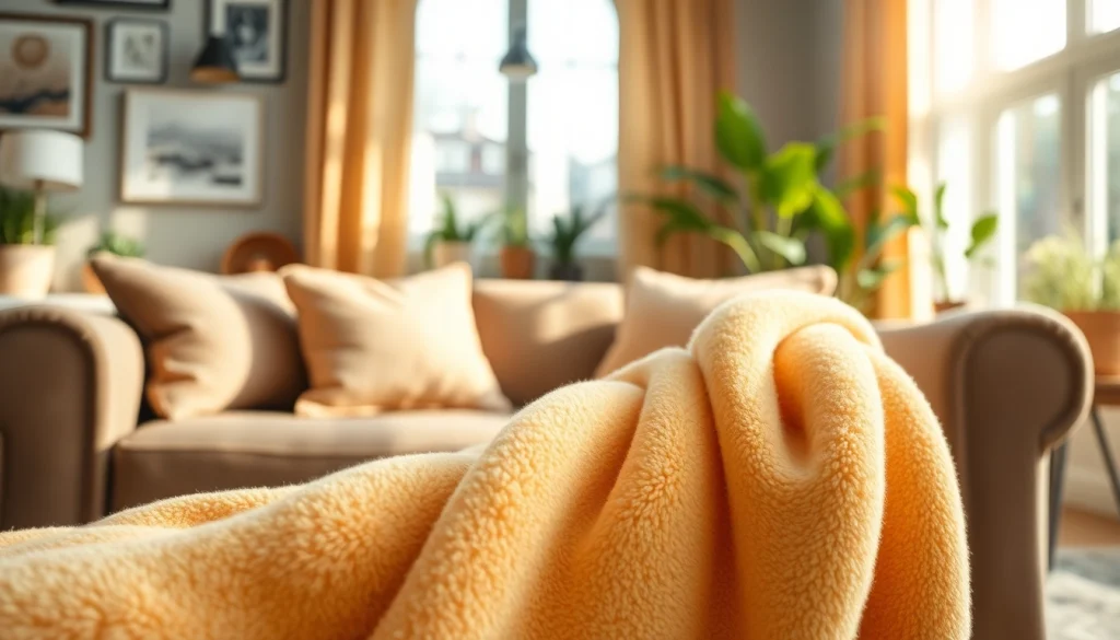 Fleece stof binnen een gezellige woonkamer met warme sfeer.