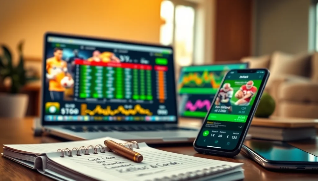 Engaging view of best sports betting sites India displayed on a laptop, showcasing vibrant betting odds and strategies.