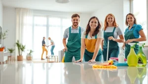 Efficient team providing Cleaning Service inside a beautifully organized home living area.