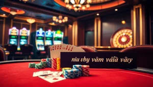 Experience the thrill of high-stakes poker where "Nếu như vậy bám vào đây" signifies your next big win with vibrant chips and cards.