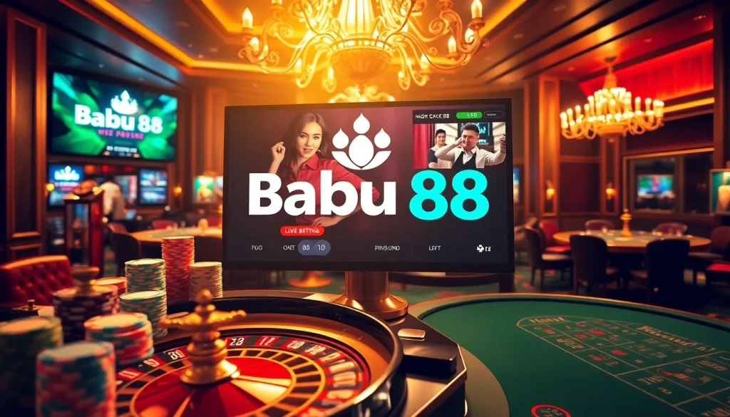 Experience excitement with Babu88's dynamic casino atmosphere featuring poker and roulette.