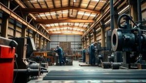 Crafting custom steel fabrication with skilled artisans in a vibrant workshop setting.