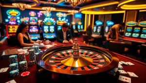 Engaging casino scene at https://uu88.casa/ with poker chips, cards, and roulette wheel.