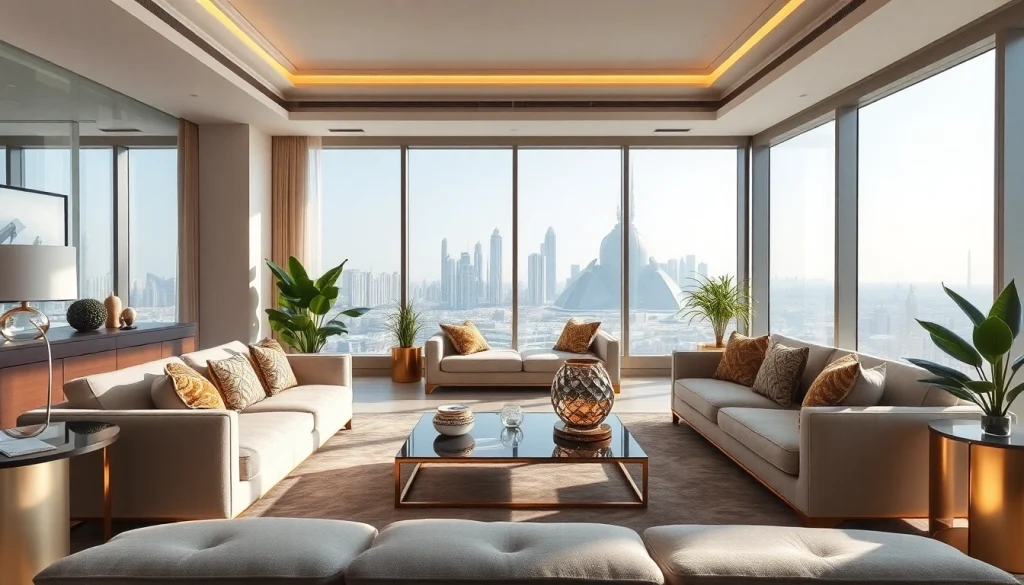 Stunning interior design dubai showcasing luxury living space with elegant furnishings.