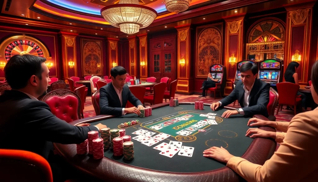 Join the exciting poker scene at 89bet, where players engage in thrilling games with vibrant chips on the table.