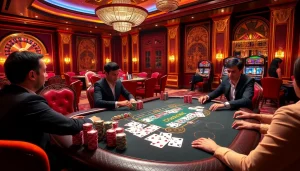 Join the exciting poker scene at 89bet, where players engage in thrilling games with vibrant chips on the table.