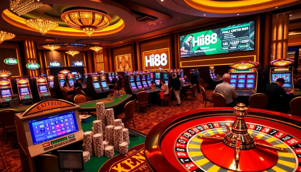 Experience the excitement of Hi88 with high-stakes poker tables and vibrant slot machines.