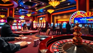 Người chơi thưởng thức poker và máy đánh bạc tại casino Tik88, làm nổi bật sự hứng khởi của trò chơi.