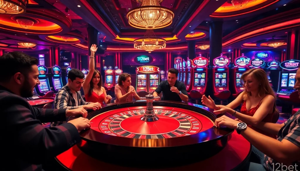 Experience excitement at 12bet casino with roulette, poker, and vibrant gaming surfaces.