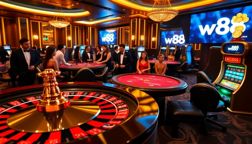 Trải nghiệm cảm giác chiến thắng đầy phấn khích với liên kết truy cập W88 trong một không gian casino sang trọng.