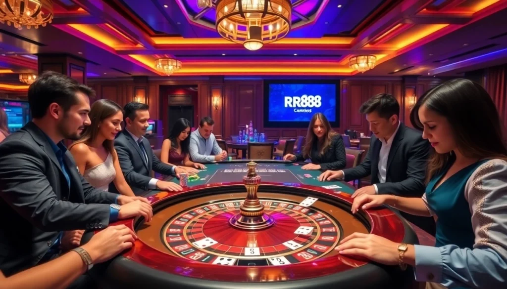 Exciting roulette gameplay at RR88, showcasing vibrant atmosphere and high-stakes action.